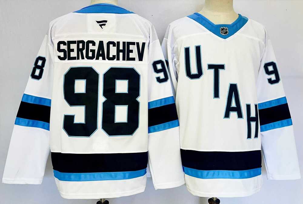 Mens Utah Hockey Club #98 Mikhail Sergachev White 2024-25 Stitched Jersey